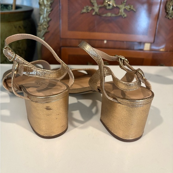 J.Crew Metallic Gold Crisscross Block Heel Sandals – Size 9 - Picture 3 of 9